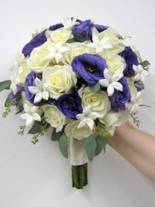Bridal Bouquet White Roses, Stephanotis, Lisianthus
